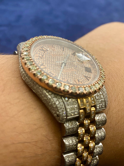 36mm Two-Tone Bust-Down Diamond Rolex Watch