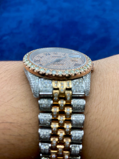 36mm Two-Tone Bust-Down Diamond Rolex Watch