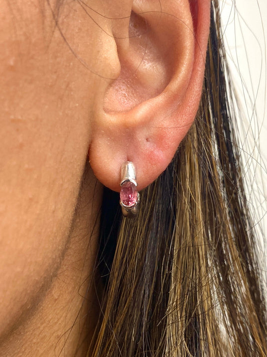 14k Gold and Pink center stone earrings