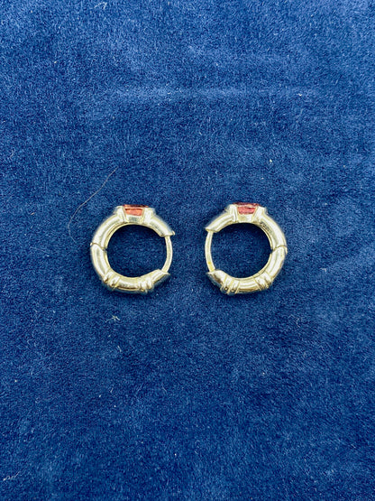 14k Gold and Pink center stone earrings