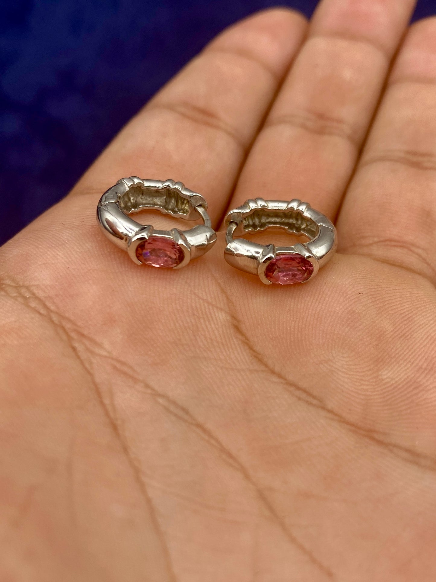 14k Gold and Pink center stone earrings