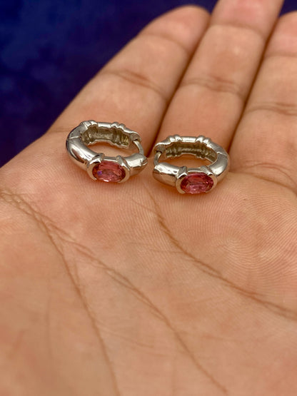 14k Gold and Pink center stone earrings