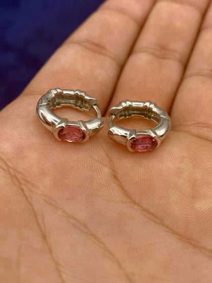 14k Gold and Pink center stone earrings