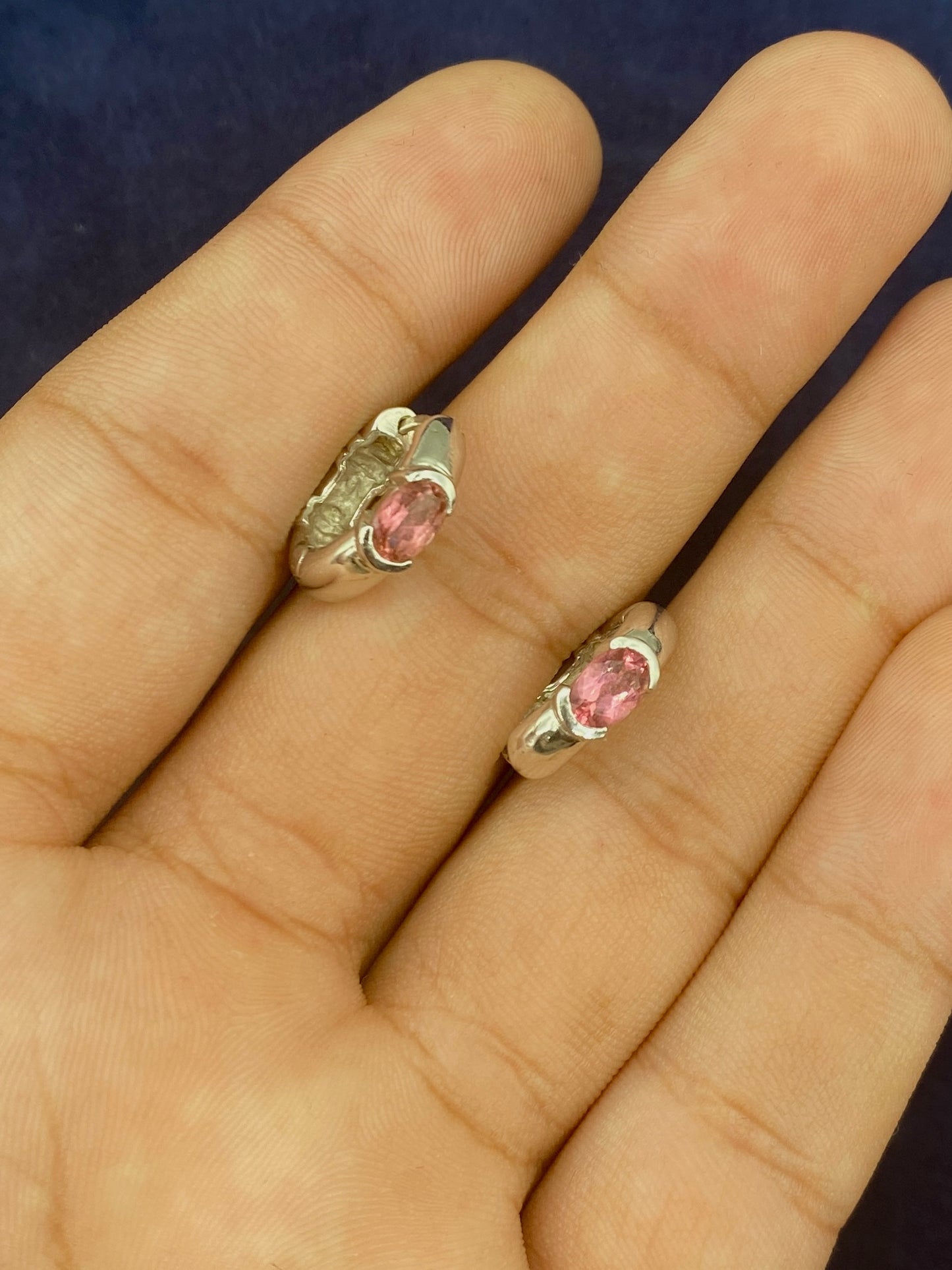 14k Gold and Pink center stone earrings
