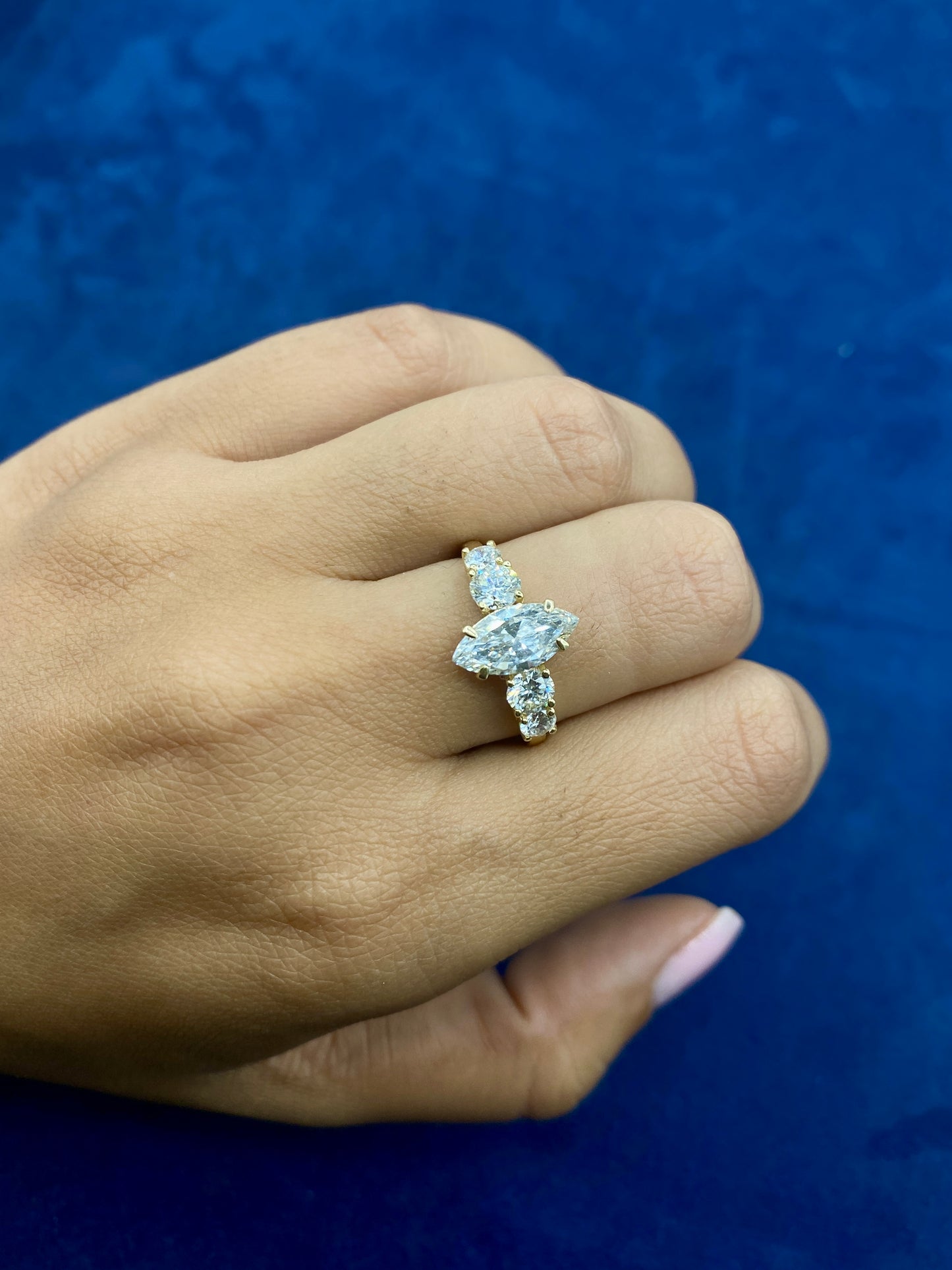 14k Marquis Shaped Lab Diamond Enagement RIng