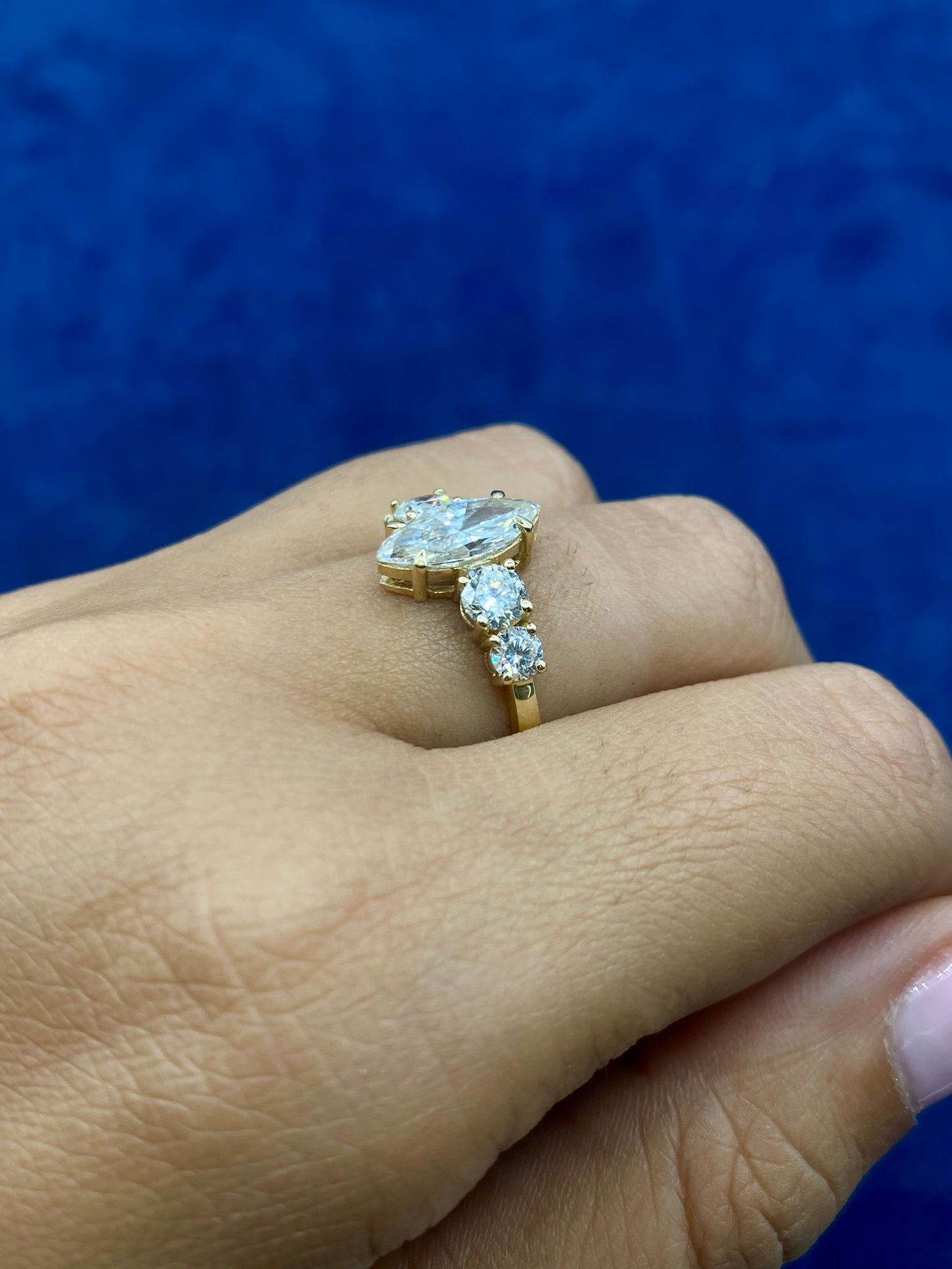14k Marquis Shaped Lab Diamond Enagement RIng