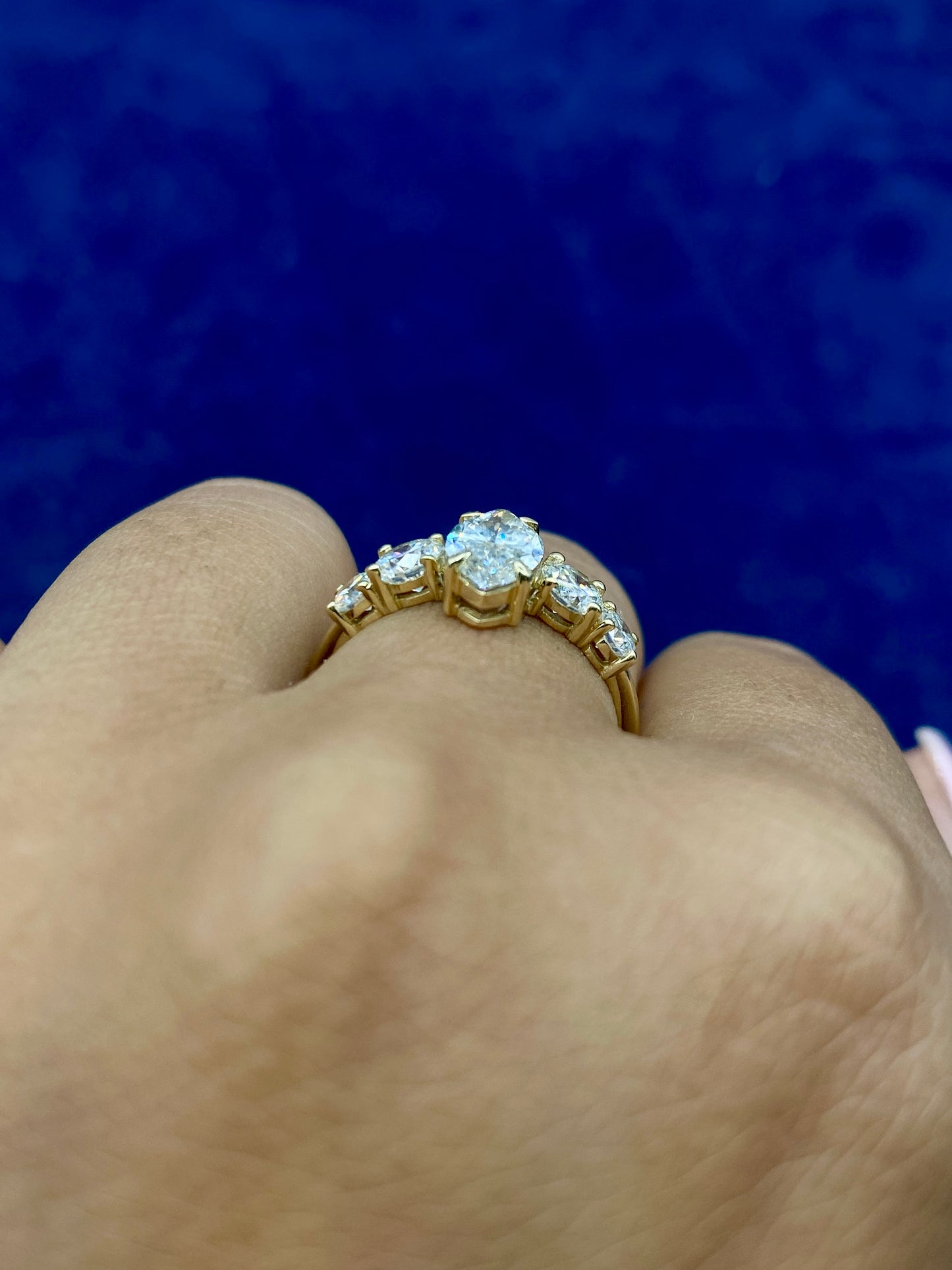 14k Marquis Shaped Lab Diamond Enagement RIng