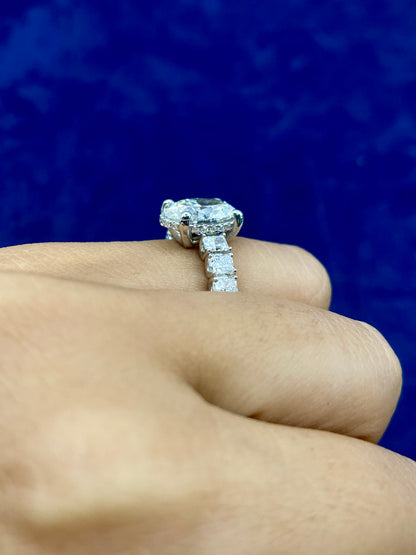 14k Oval Center Radiant Band Lab Diamond Engagement Ring
