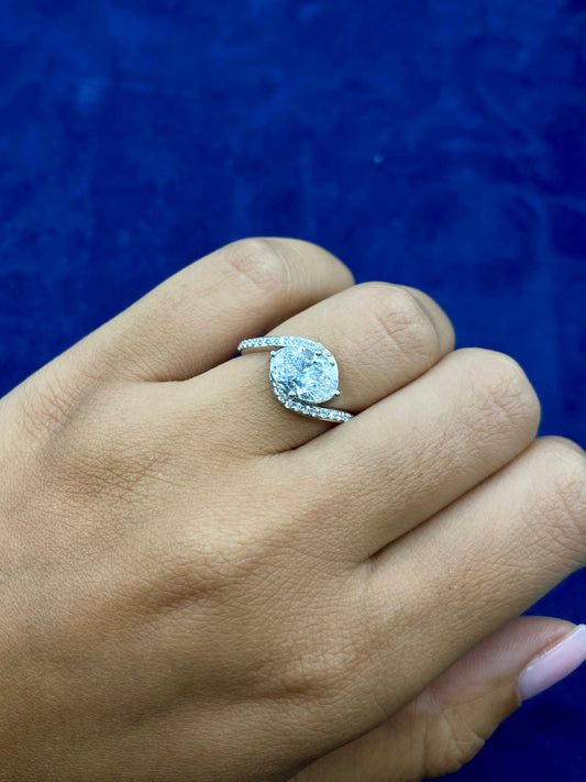 14k Circle Cut Spiral Lab Diamond Engagement Ring