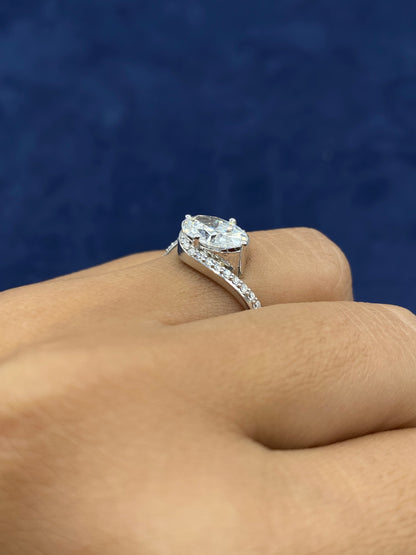 14k Circle Cut Spiral Lab Diamond Engagement Ring