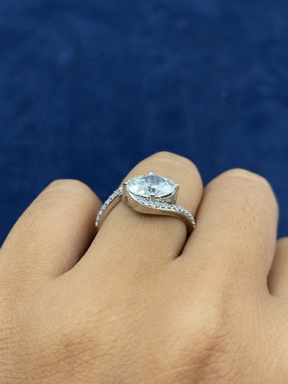 14k Circle Cut Spiral Lab Diamond Engagement Ring