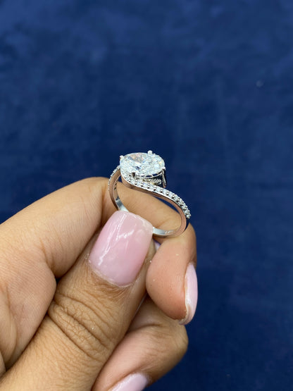14k Circle Cut Spiral Lab Diamond Engagement Ring