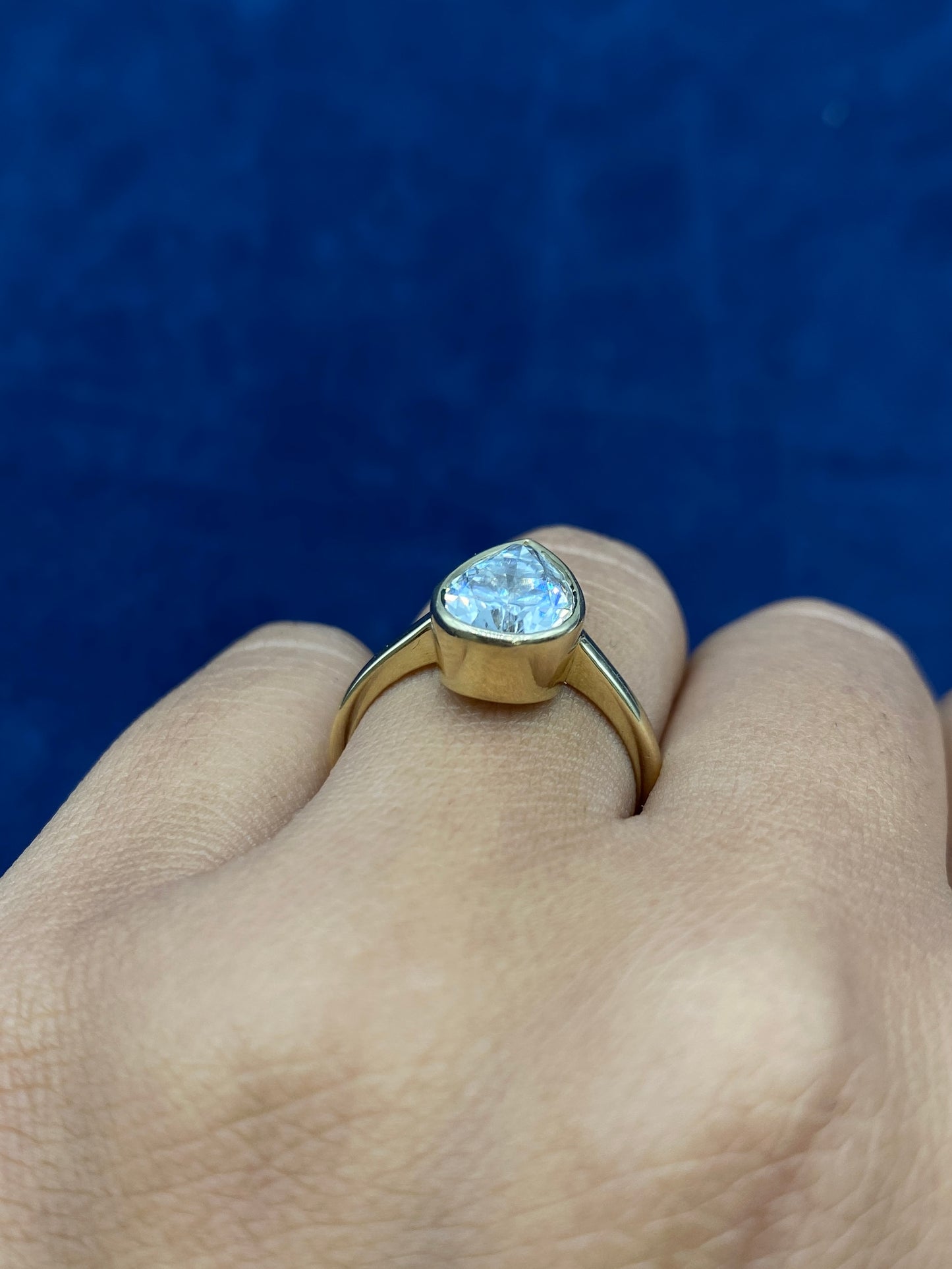 14k Enclosed Pear Center Stone Lab Diamond Engagement Ring