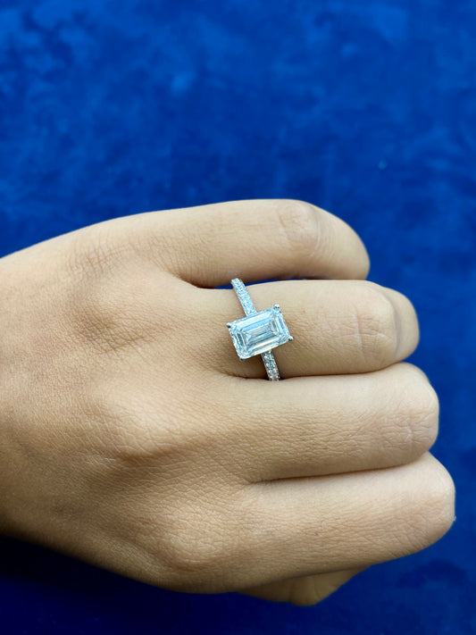 14k Emarald Engagement Ring Lab Diamonds