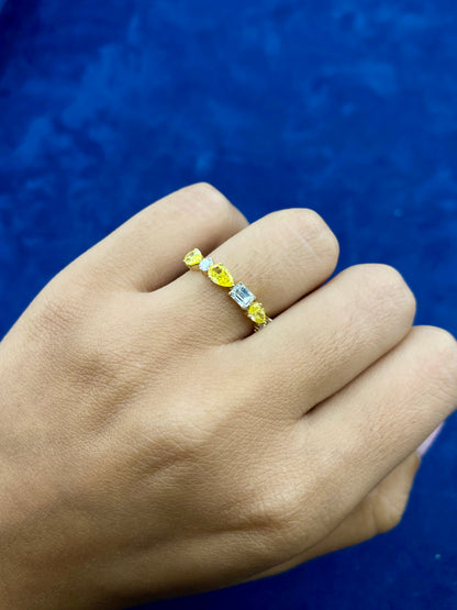 14k Sorted Canary Lab Diamond Engagement Ring Band
