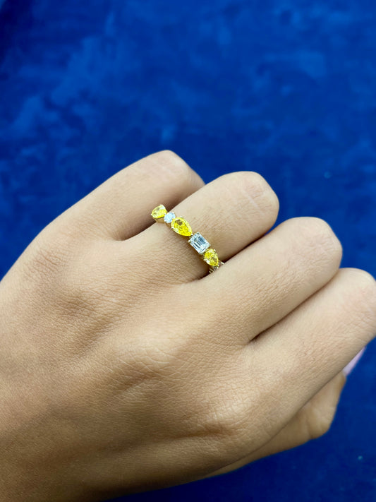 14k Sorted Canary Lab Diamond Engagement Ring Band