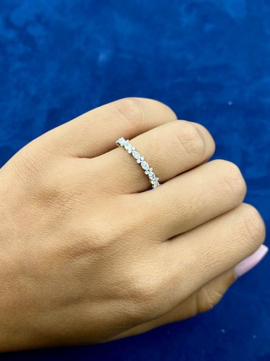 14k Marquis Lab Diamond Ring Band