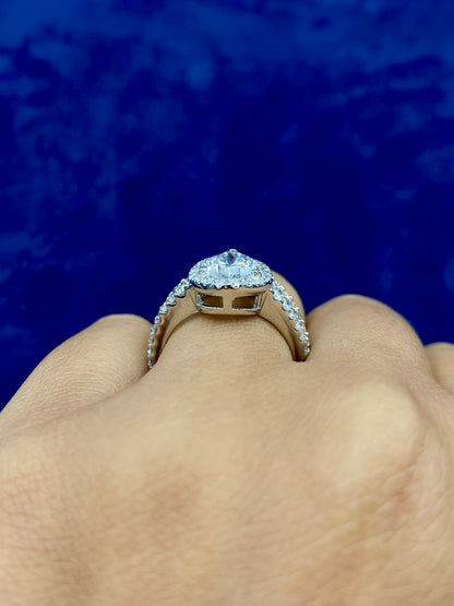 14k Thick Pear Cut Lab Diamond Engagement RIng