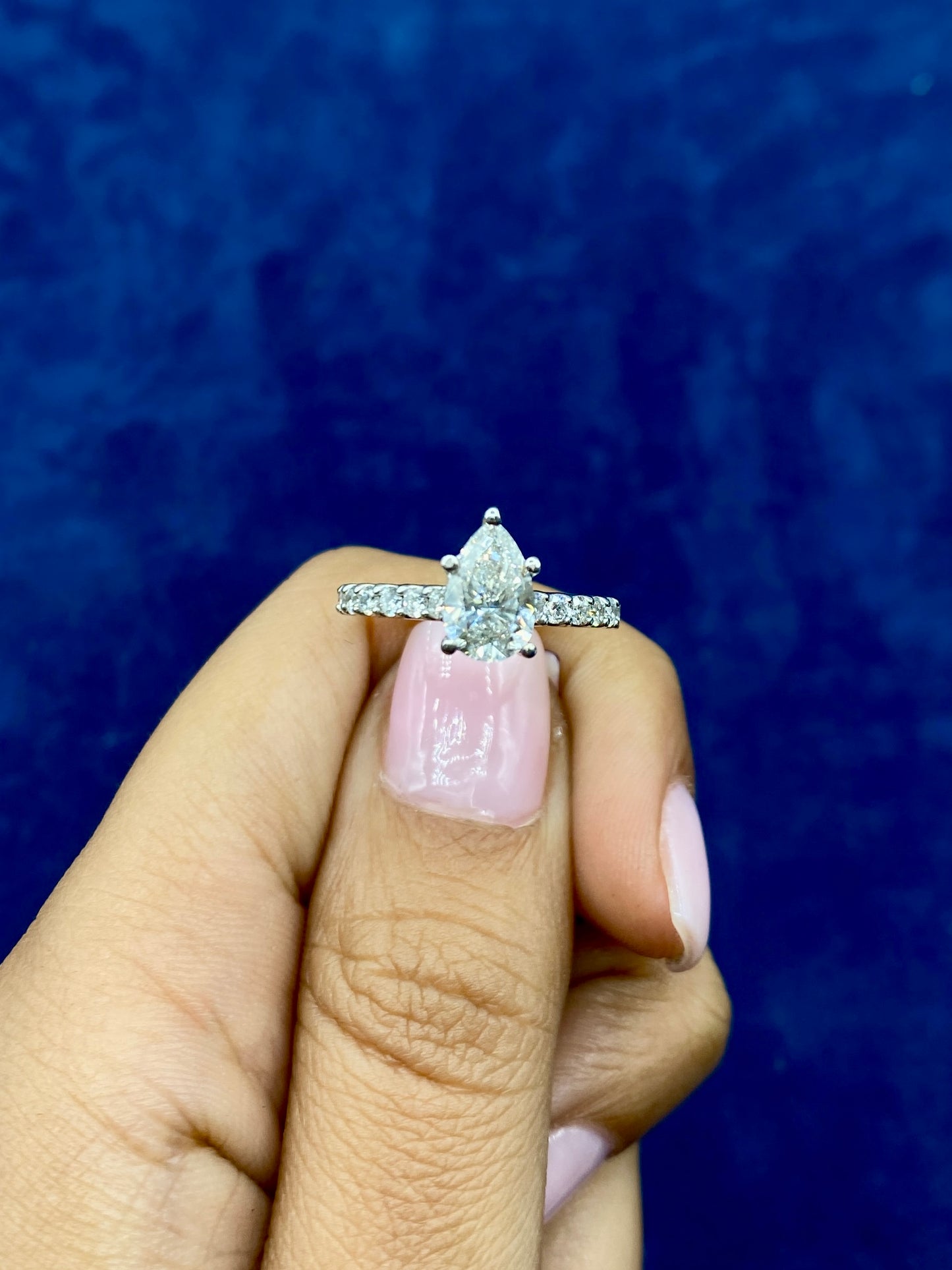 14k Teardrop Engagement Ring Lab Diamonds