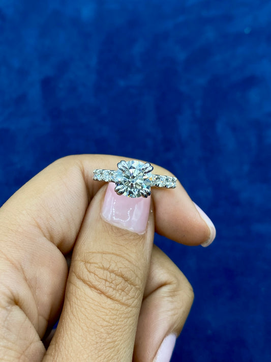 14k Elegant Round Lab Diamond Engagement Ring