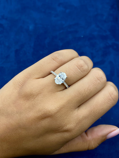 14k Oval Cut Fancy Lab Diamond ENgagement RIng