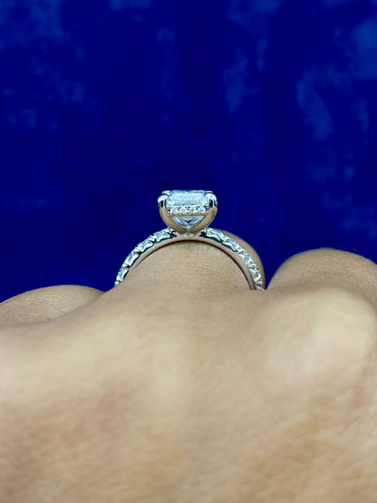 14k Elegant Emerald Cut Lab Diamond Engagement Ring