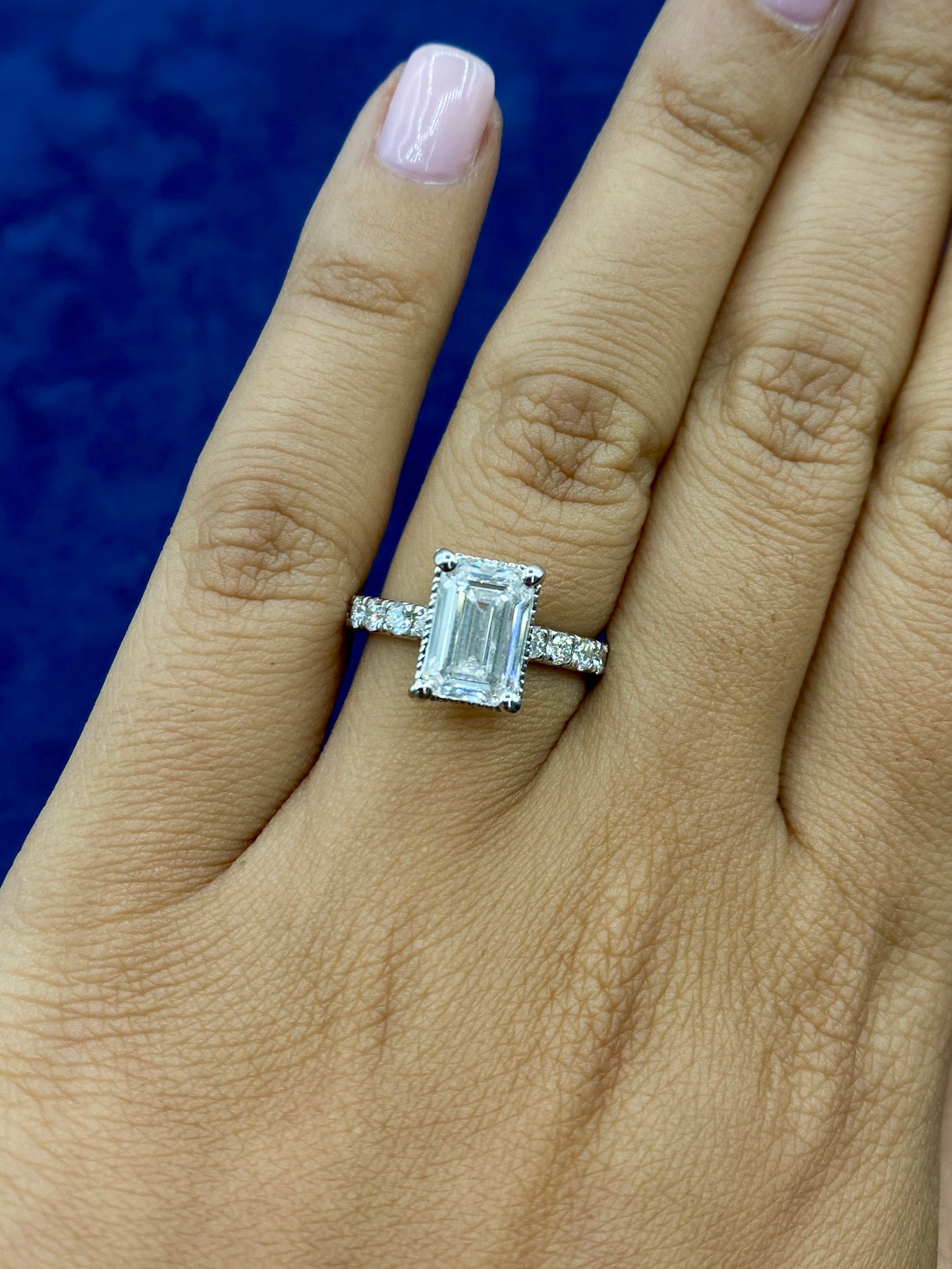 14k Elegant Emerald Cut Lab Diamond Engagement Ring