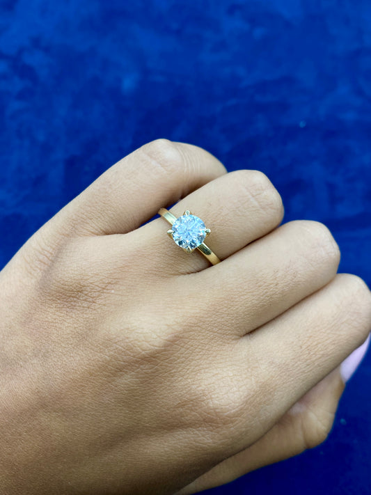 14k Circle Stone Lab Diamond Engagement Ring