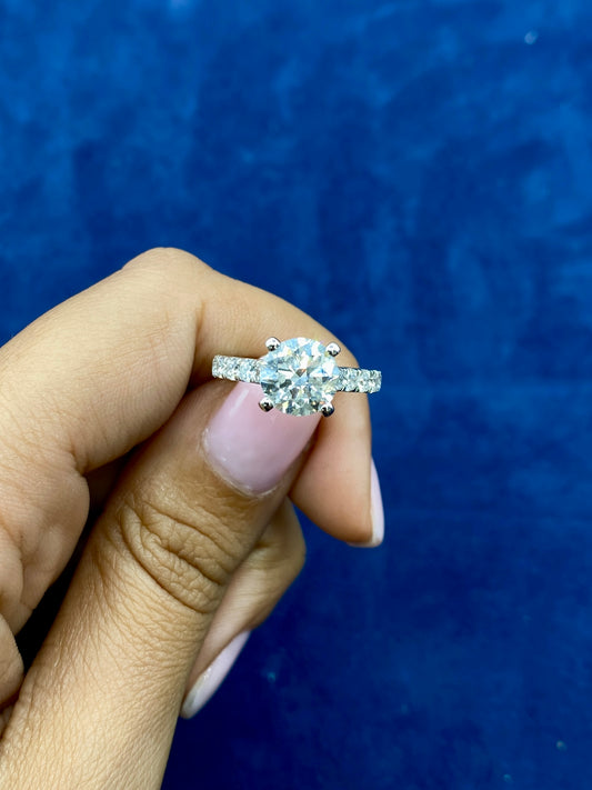 14k Elegant Circle Cut Lab Diamond Engagement Ring