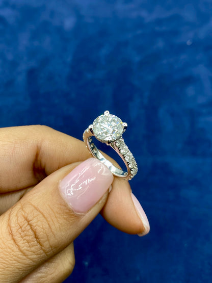 14k Elegant Circle Cut Lab Diamond Engagement Ring