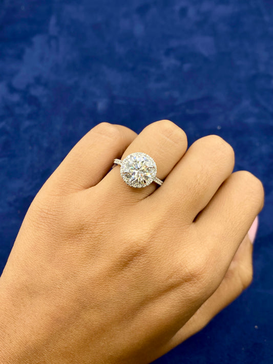 14K Round Halo Lab Diamond
