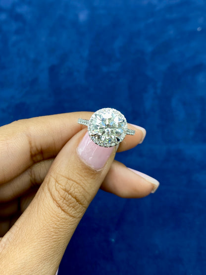 14K Round Halo Lab Diamond