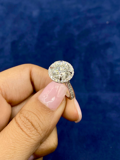14K Round Halo Lab Diamond