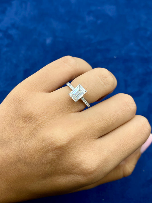 14k Emerald cut Lab Diamonds