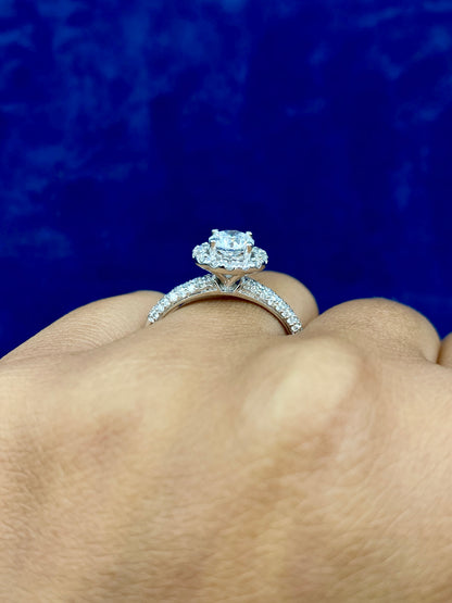 14k Circle Cut Halo Lab Diamond Engagement Ring