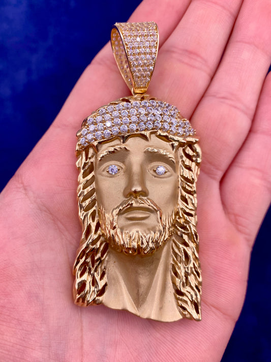 14k Gold XL Jesus Head Pendants