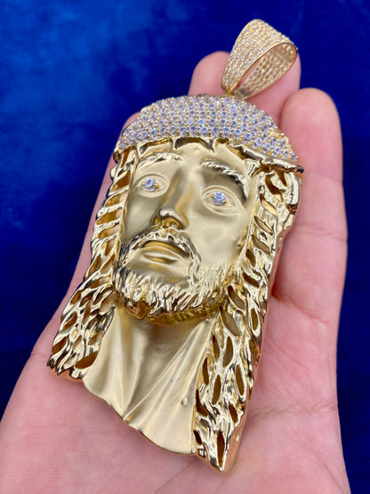 14k Gold XL Jesus Head Pendants