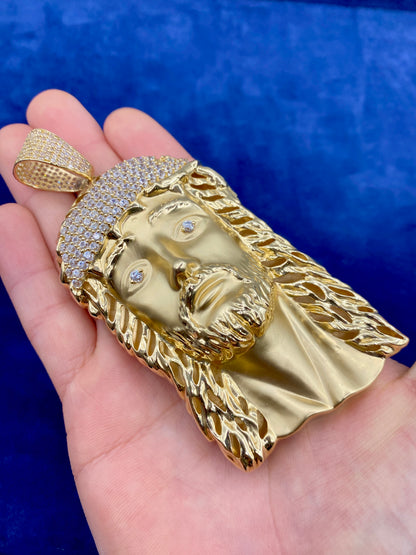 14k Gold XL Jesus Head Pendants