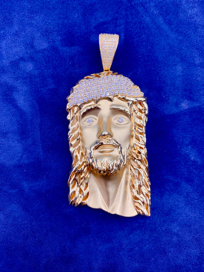 14k Gold XL Jesus Head Pendants