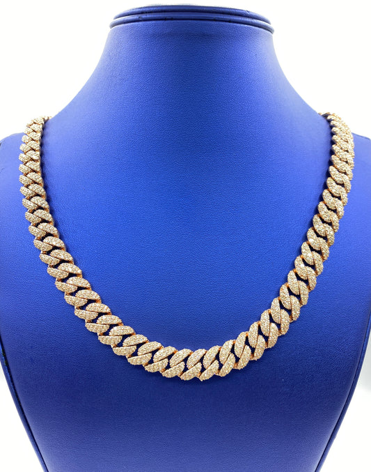 10k Gold and Diamond 12.4MM Cuban Link Chain