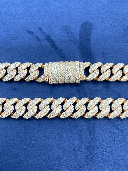 10k Gold and Diamond 12.4MM Cuban Link Chain