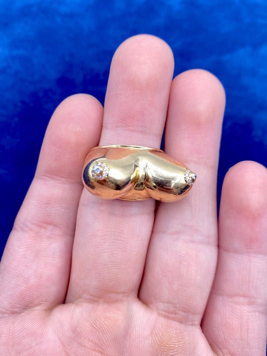 18k Custom Boob Titty Ring