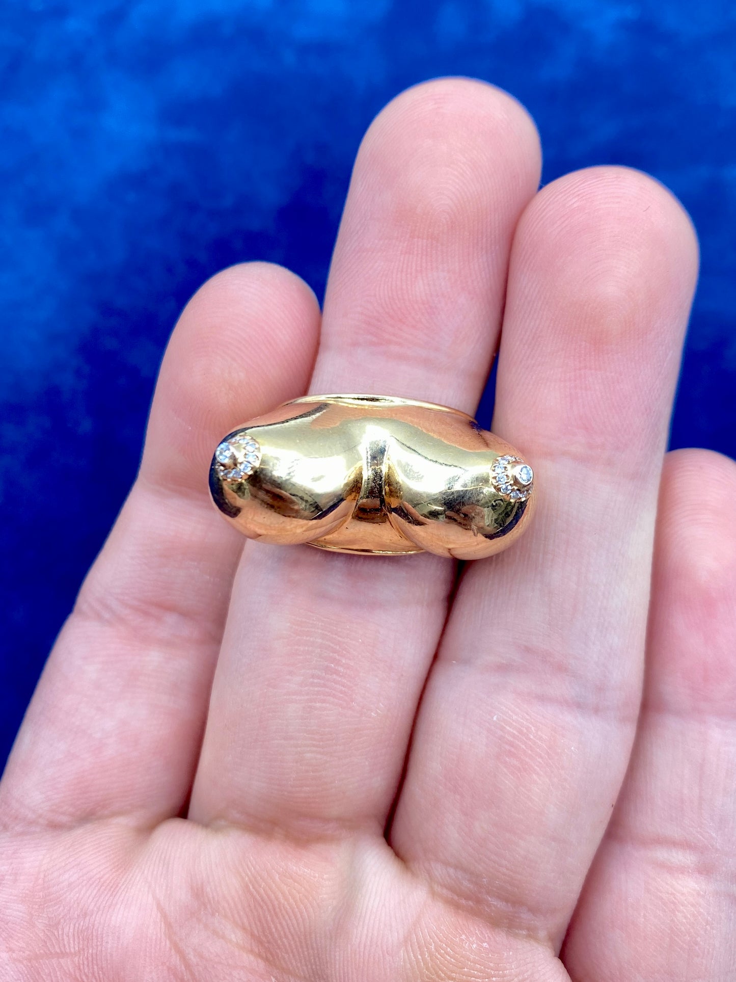 18k Custom Boob Titty Ring