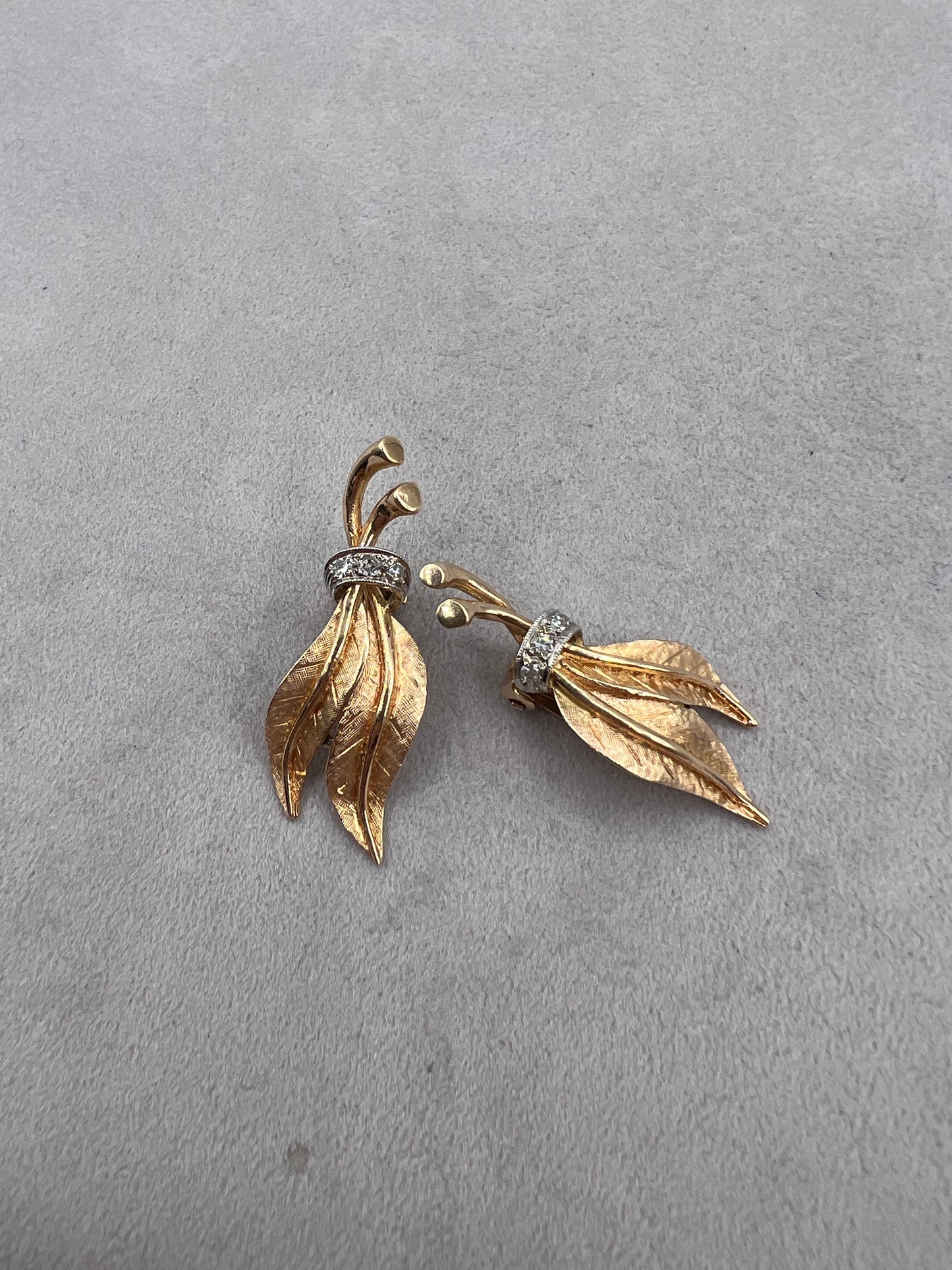 14k Clip-On Leaf Earrings