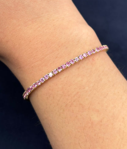 14k Stunning Pink Tourmaline Tennis Bracelet