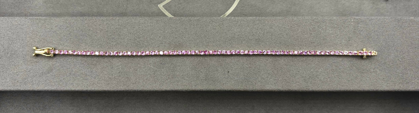 14k Stunning Pink Tourmaline Tennis Bracelet