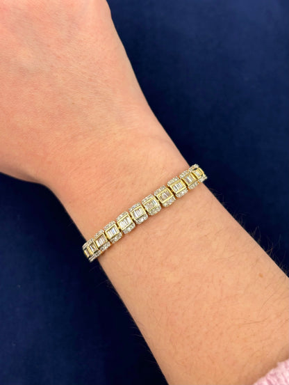 14k Split Baguette Diamond Bracelet