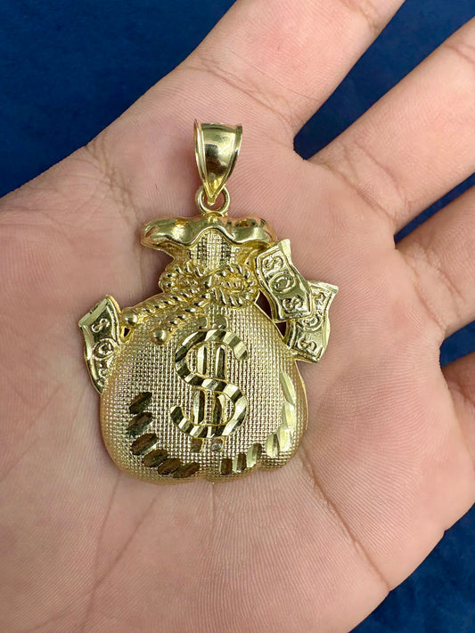 10K Gold Money Bag Pendant