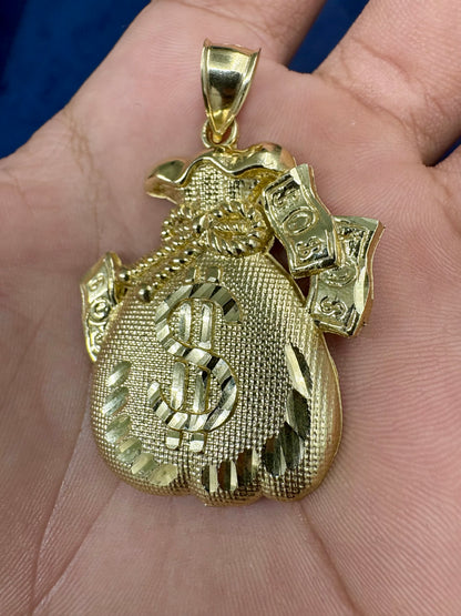 10K Gold Money Bag Pendant