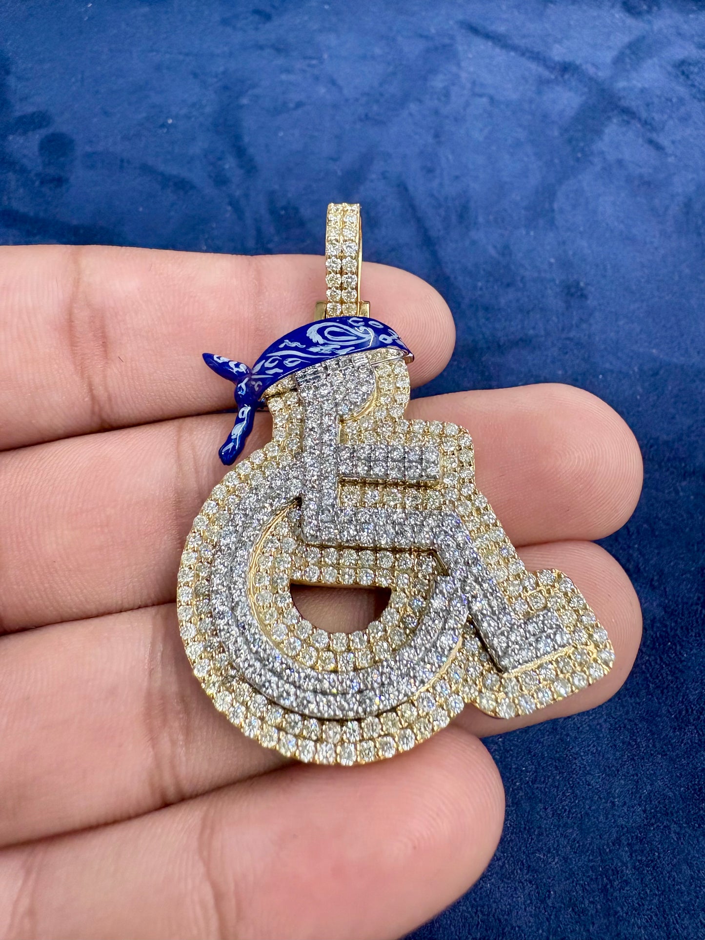 Solid 14K Gold and Diamond Wheelchair Pendant
